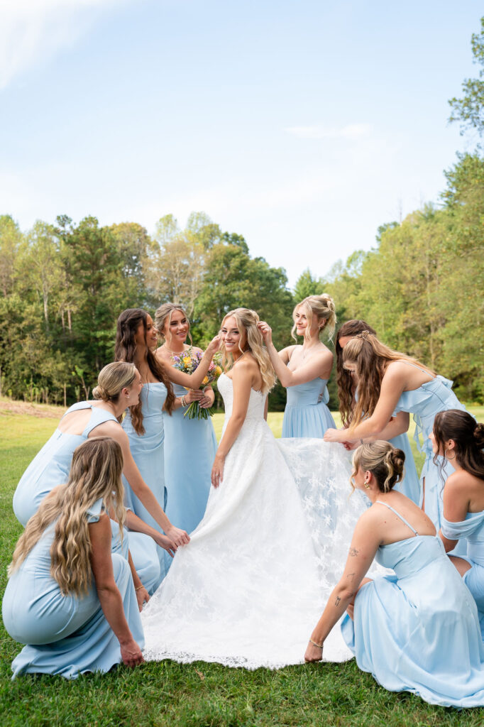 Bridesmaids posing with the bride during a wedding in North georgia