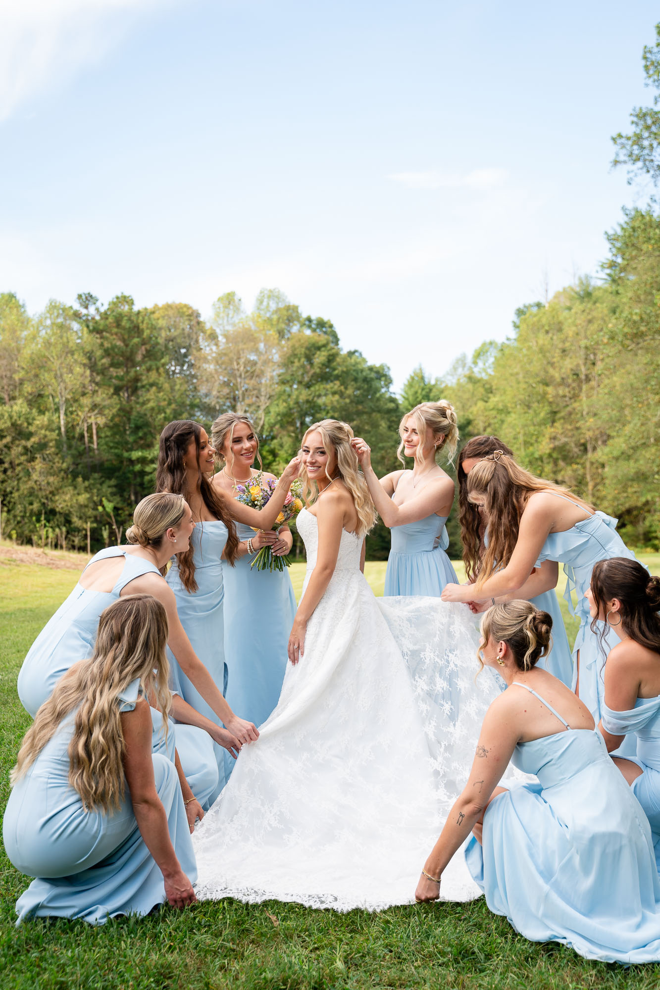Bridesmaids posing with the bride during a wedding in North georgia