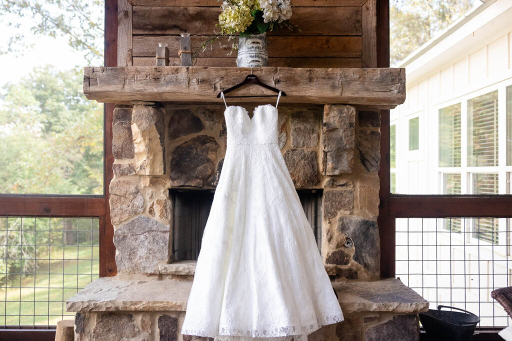 photo of wedding dress details during a wedding in Ellijay Georgia