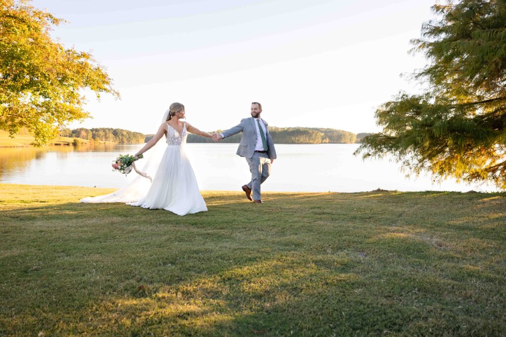 bride and groom shares a candid moment at their wedding