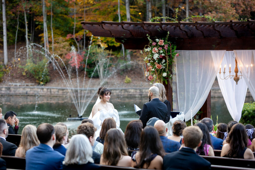 wedding ceremony at lakeside at rocky's lake estate