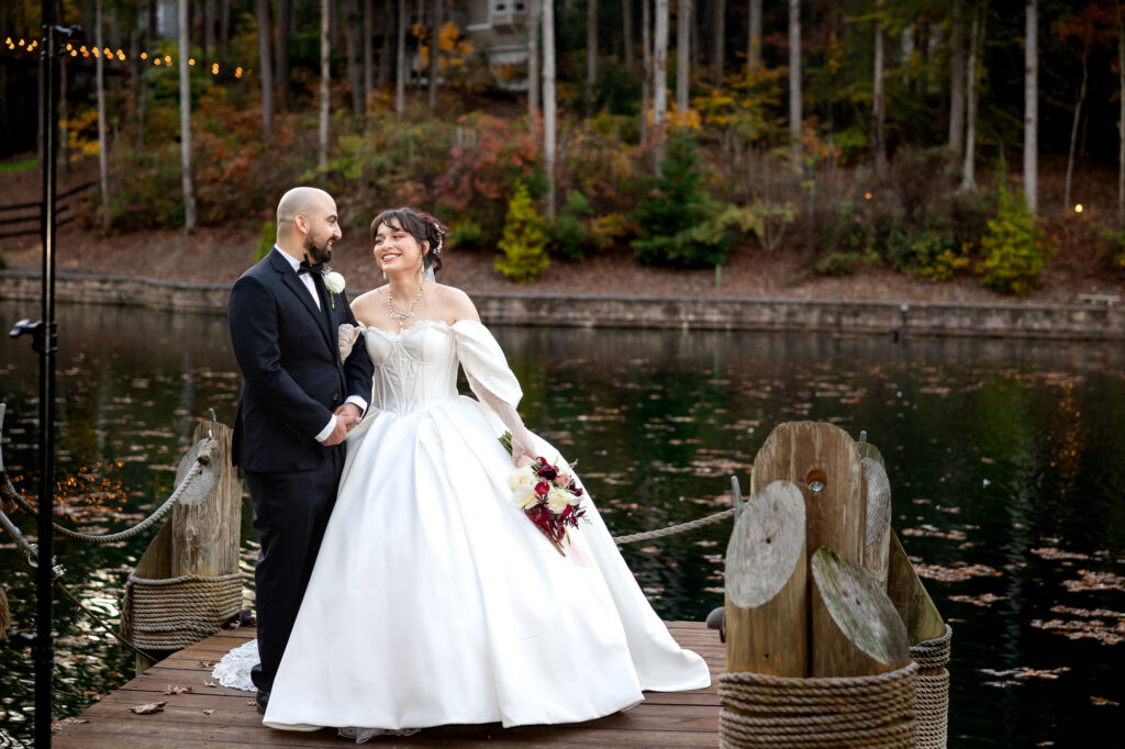 lakeside wedding portraits