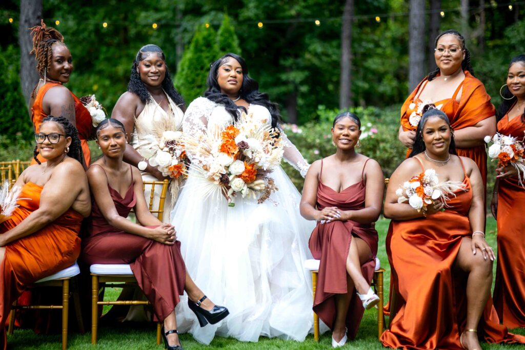 Bridesmaids portraits at a wedding at the Castle at Wildwood Gardens
