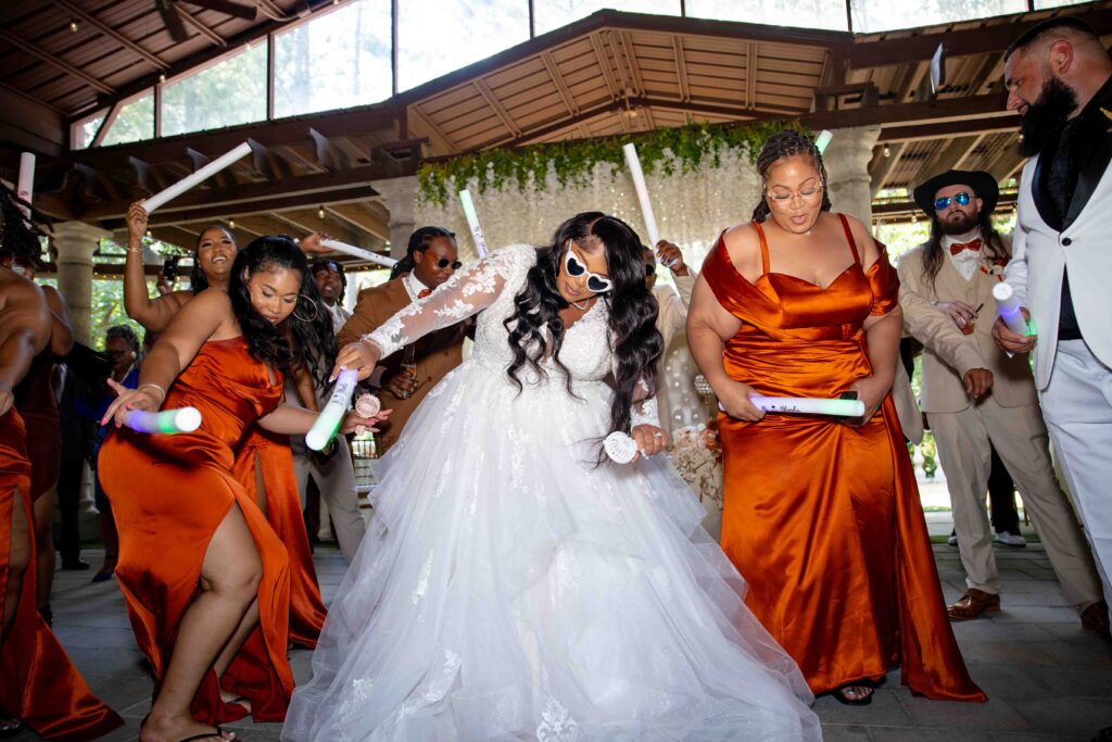 wedding reception celebration at The castle at wildwood gardens