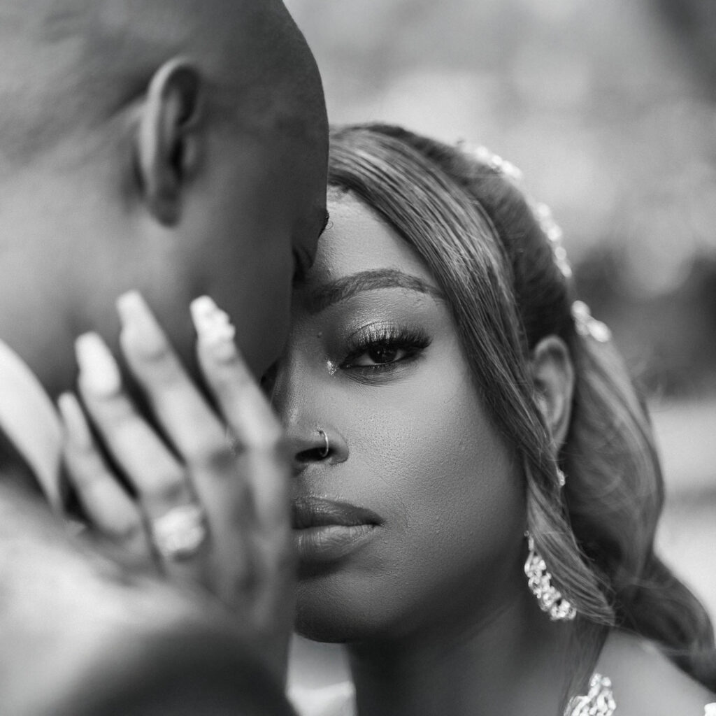 close up of a bride and groom at their wedding in atlanta 