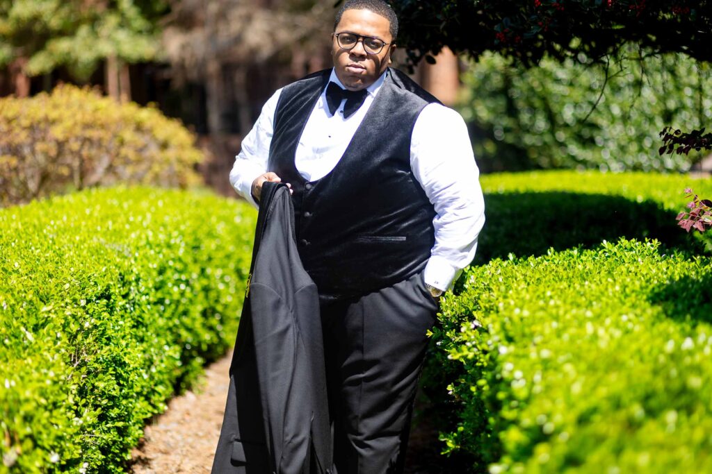 Groom portrait at Bibb Mill Event Center, captured in natural, true-to-color photography