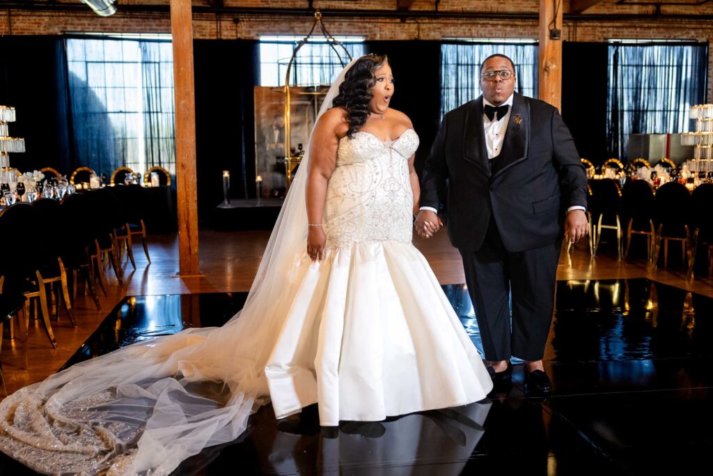 room reveal for bride and groom at wedding recption